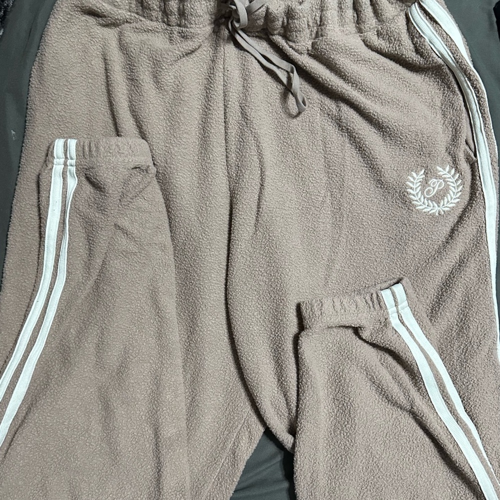 PINK Victoria's Secret Cream Track Pants with Elastic Waistband